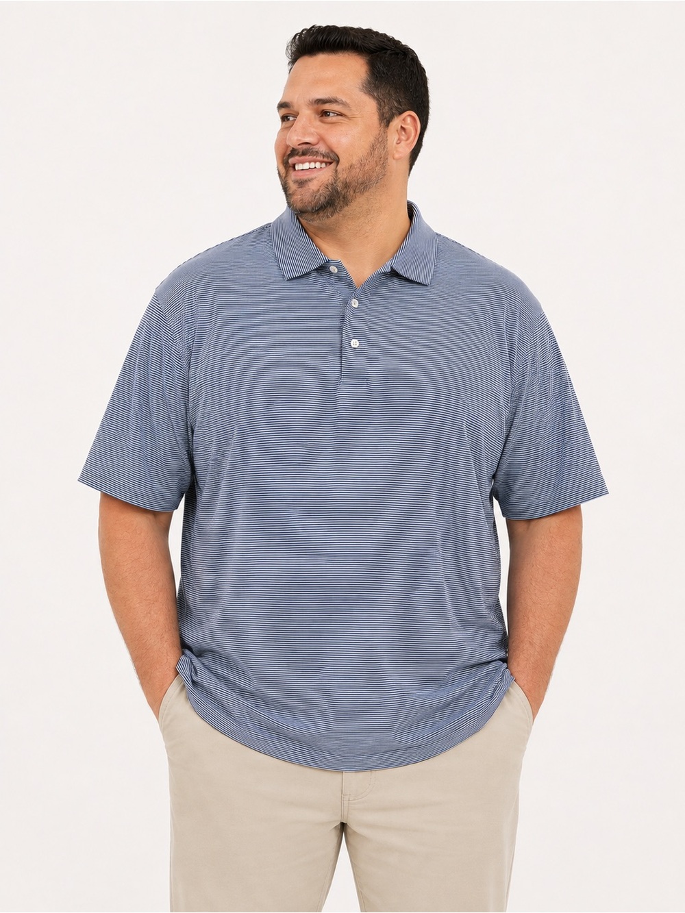 Fairway & Greene Pureformance Striped Golf Polo Shirt XXL Blue White
